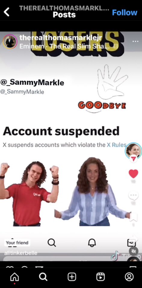 SammyMarkle64's tweet photo. LMAO Tommy Junior making fun of me, Samantha Markle, being suspended LOL https://t.co/DO9BqZBeJk