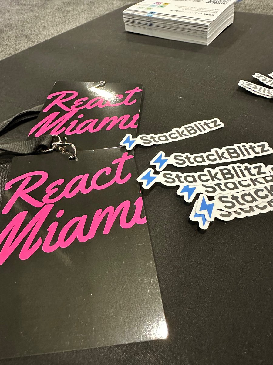 Who's at #reactmiami? 

We're at the <a href="/stackblitz/">StackBlitz</a> booth  giving free t-shirts to anyone with a React Miami badge. Pull up!