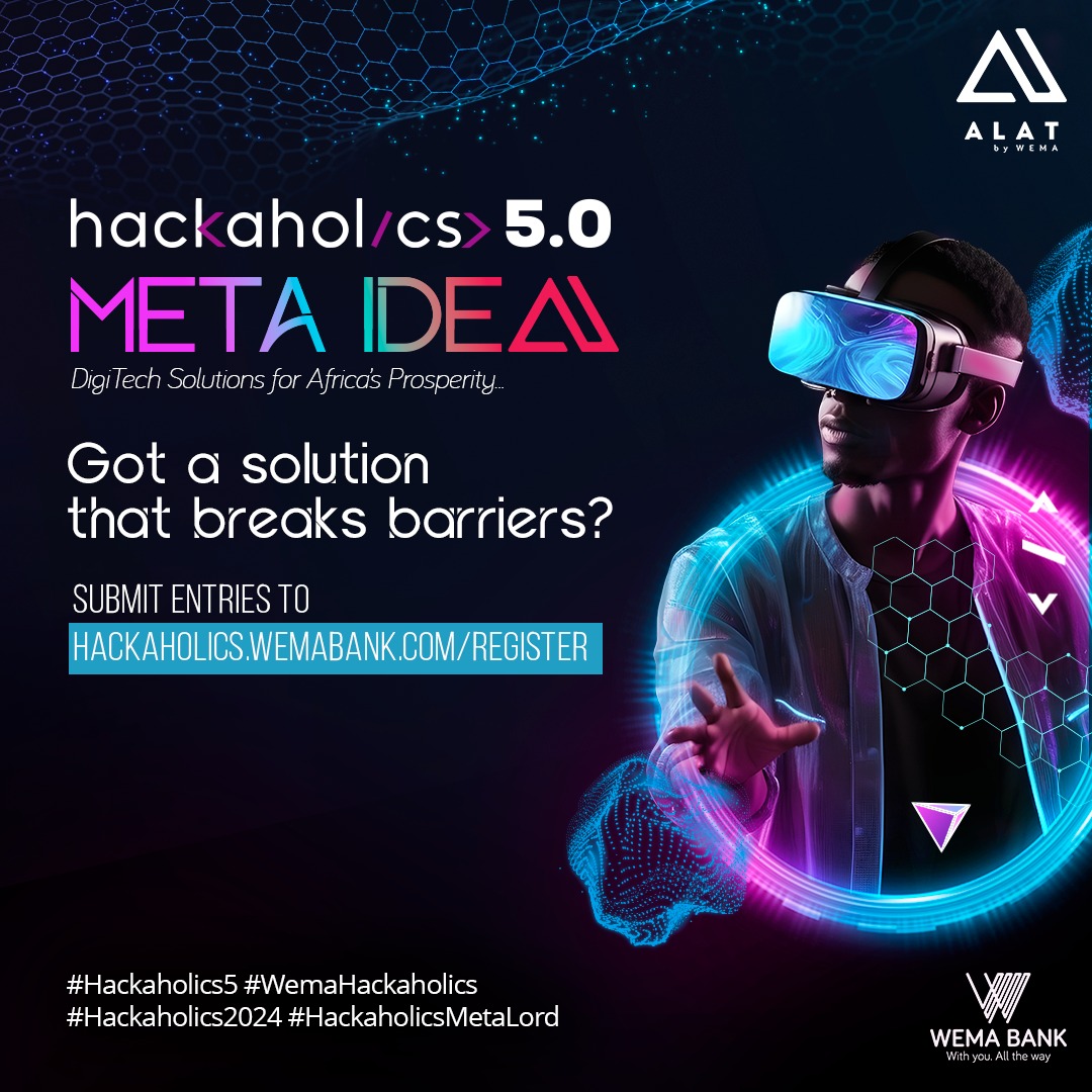 Change makers, disruptors, innovators & ideators who have solutions that can change the African narrative💡 Register today: hackaholics.wemabank.com/register #Hackaholics5.0 #MetaIdea #WemaHackaholics #HackaholicsMetaLord