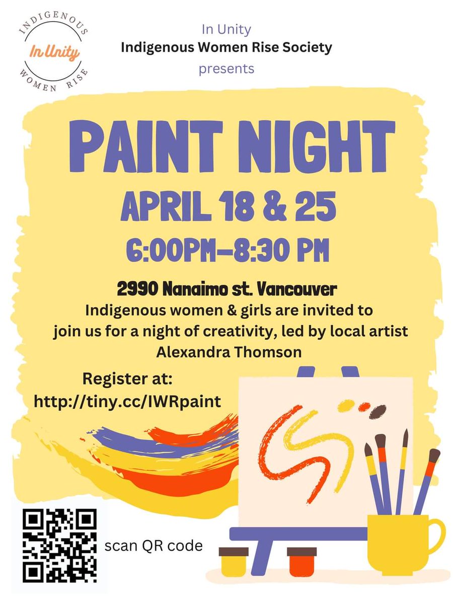 First Nations,Metis & Inuit Women join us next Thursday for some fun 😁 #IndigenousWomenRise #paintnight #IWR