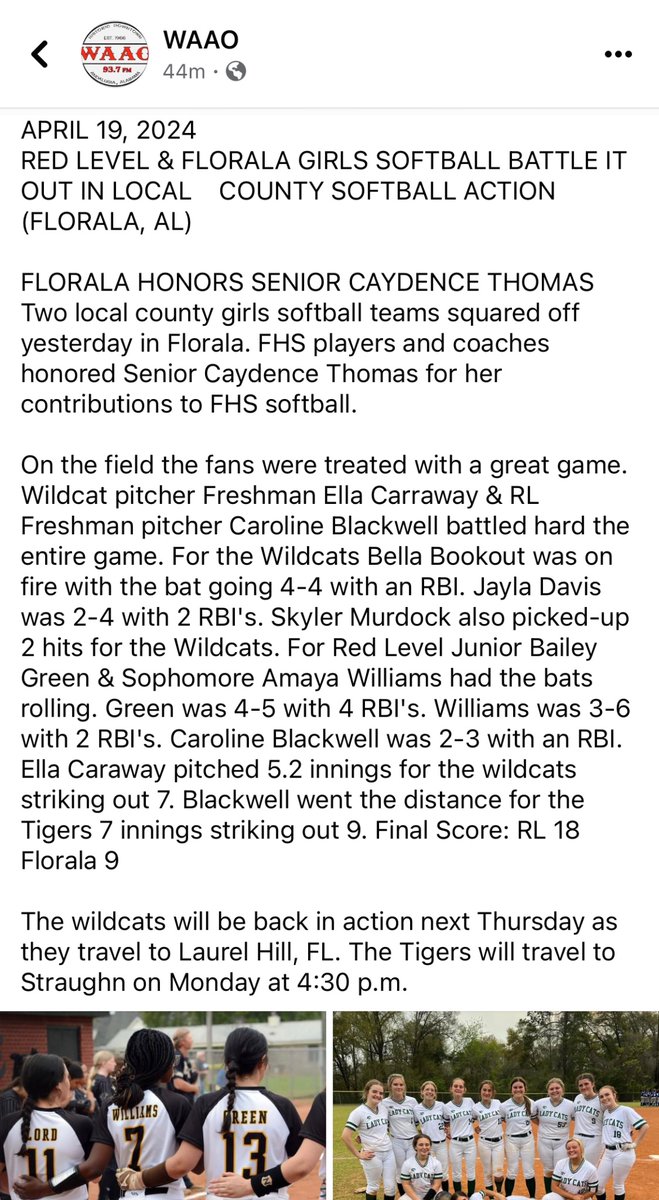 AnnabelleBooko2's tweet photo. Some local media recognition. Gonna keep working to be better everyday! 

@GCMSportsAL @SoftballRecruit @SoftballDown @AScholarsBrand @SoftballLBWCC @PSCSoftball https://t.co/ELmtpzmvcH