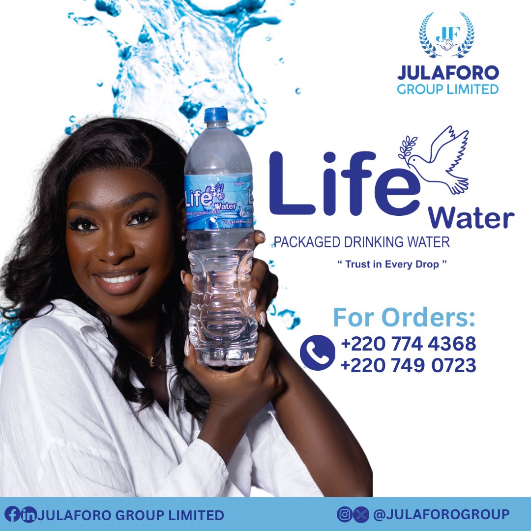 julaforogroup's tweet photo. Beat the heat wave in The Gambia with a refreshing sip of our clean drinking water. #Lifewater is your ultimate ally for staying hydrated and healthy under the scorching sun!

Call  7744368/ 749 0723 / 754 9056 to order or enquire!

 #QualityWater #Gambia #TrustInEveryDrop https://t.co/wUK6qVpmpY