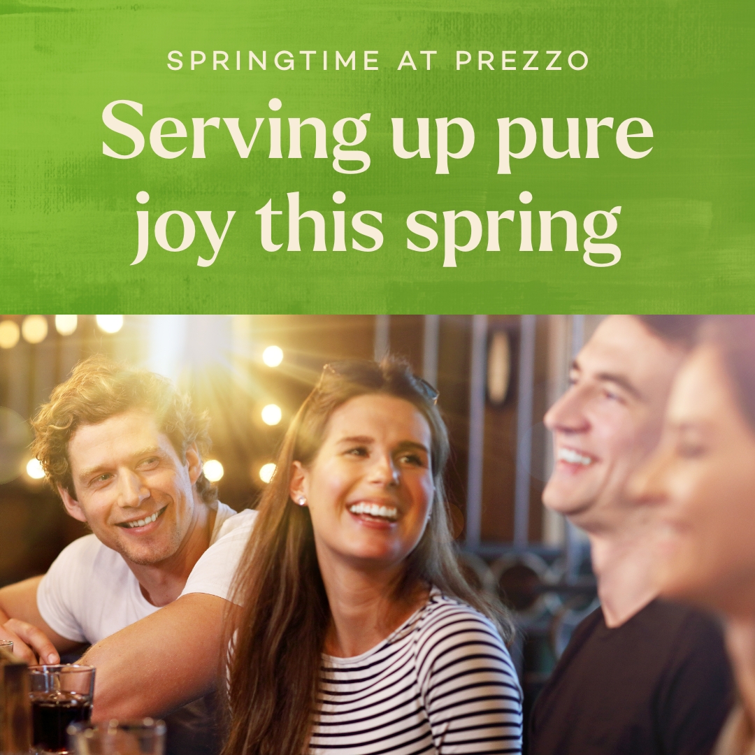 Embrace the springtime vibes at Prezzo with 25% off all food. Indulge in a variety of mouth-watering dishes and explore our extensive drinks menu over the weekend 🍕🍷