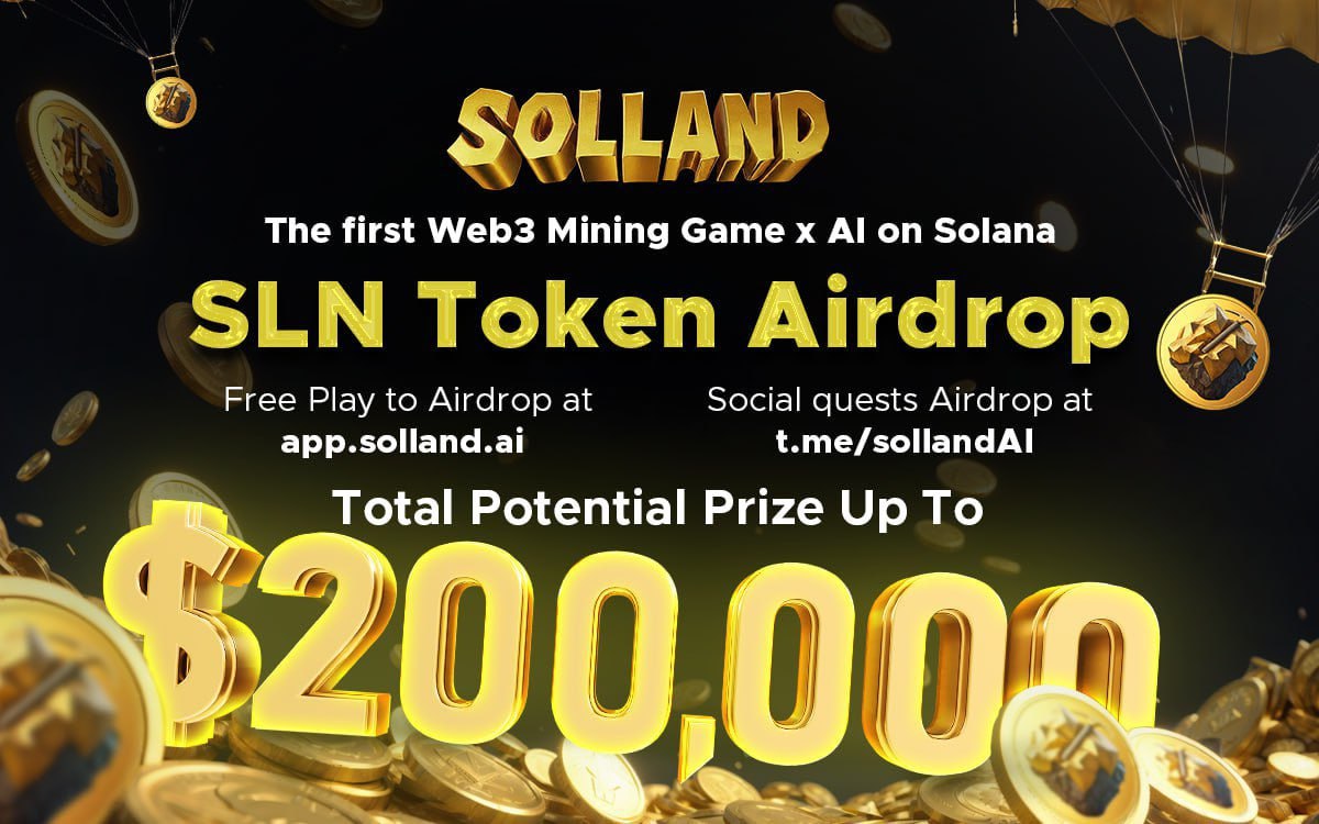 New airdrop: Solland Reward: 4,000 SLN (~$15) Distribution date: May 21th 🔗Airdrop Link: t.me/AirdropNinja36… #airdrop #crypto #bitcoin #cryptocurrency #airdropninjapro #binance #blockchain