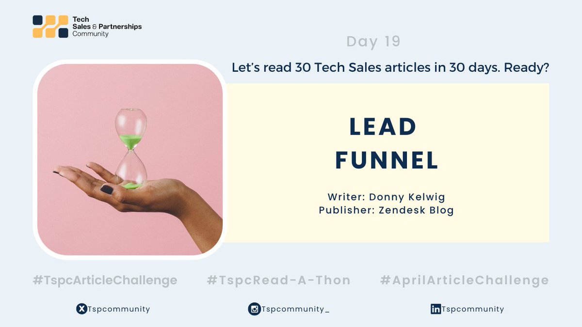 Tech Sales Read-A-Thon🚀 Day 1️⃣9️⃣
It's okay if you've skipped a couple of days. It's not too late to pick up 🤗

Organise your lead funnel with these tips:
🔗zendesk.com/blog/lead-funn…

#TspcArticleChallenge #AprilArticleChallenge #TspcReadAThon #TechSalesArticleChallenge