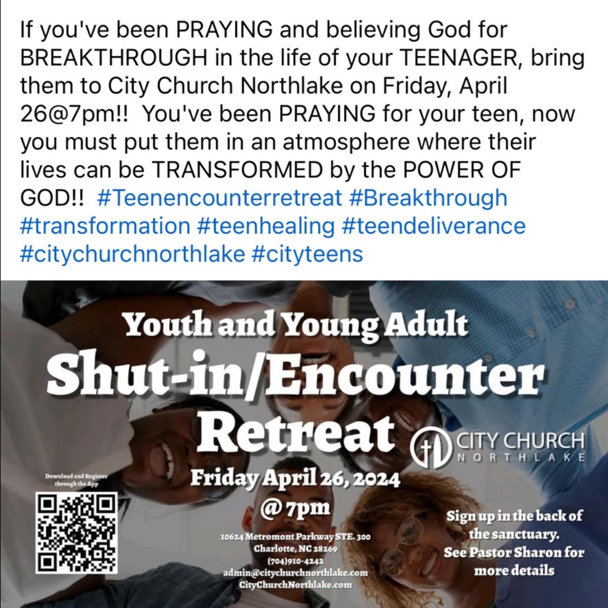 Parents…have your teens join us next Friday at City Church Northlake.