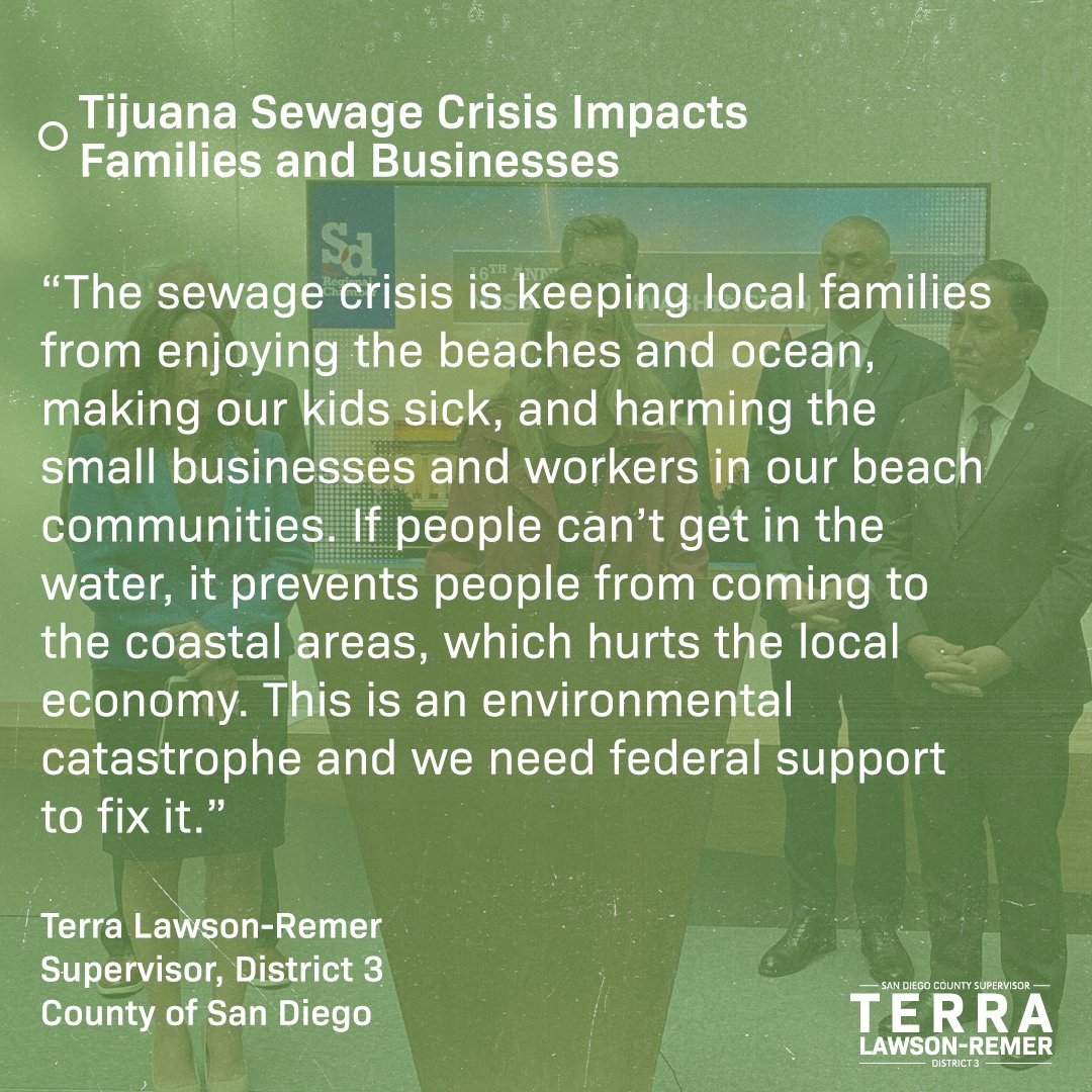 The Tijuana Sewage Crisis impacts families and businesses. Our congressional delegation is bringing resources to help with the problem, but we're still fighting for more support. #SdinDC