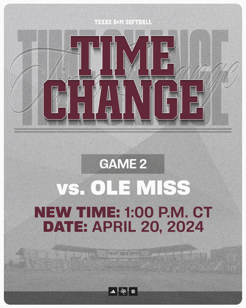 Time update for Saturday's game. First pitch is now set for 1 p.m. #GigEm