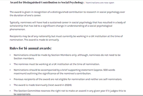 Nominations for our @socialpsychUK ECR & Distinguished Contribution to Social Psychology Awards are open until May 13th. DM any questions to myself or @SwedishProtests. Please share @easpinfo @SocialPsych @socialpsychUK @QMiP @psych_political @BPSCommPsy @SPSPnews @SPSSI