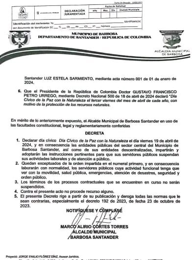 Los municipios de San Gil y Barbosa, Santander, se acogieron al día cívico decretado por el presidente Gustavo Petro #MañanasBlu