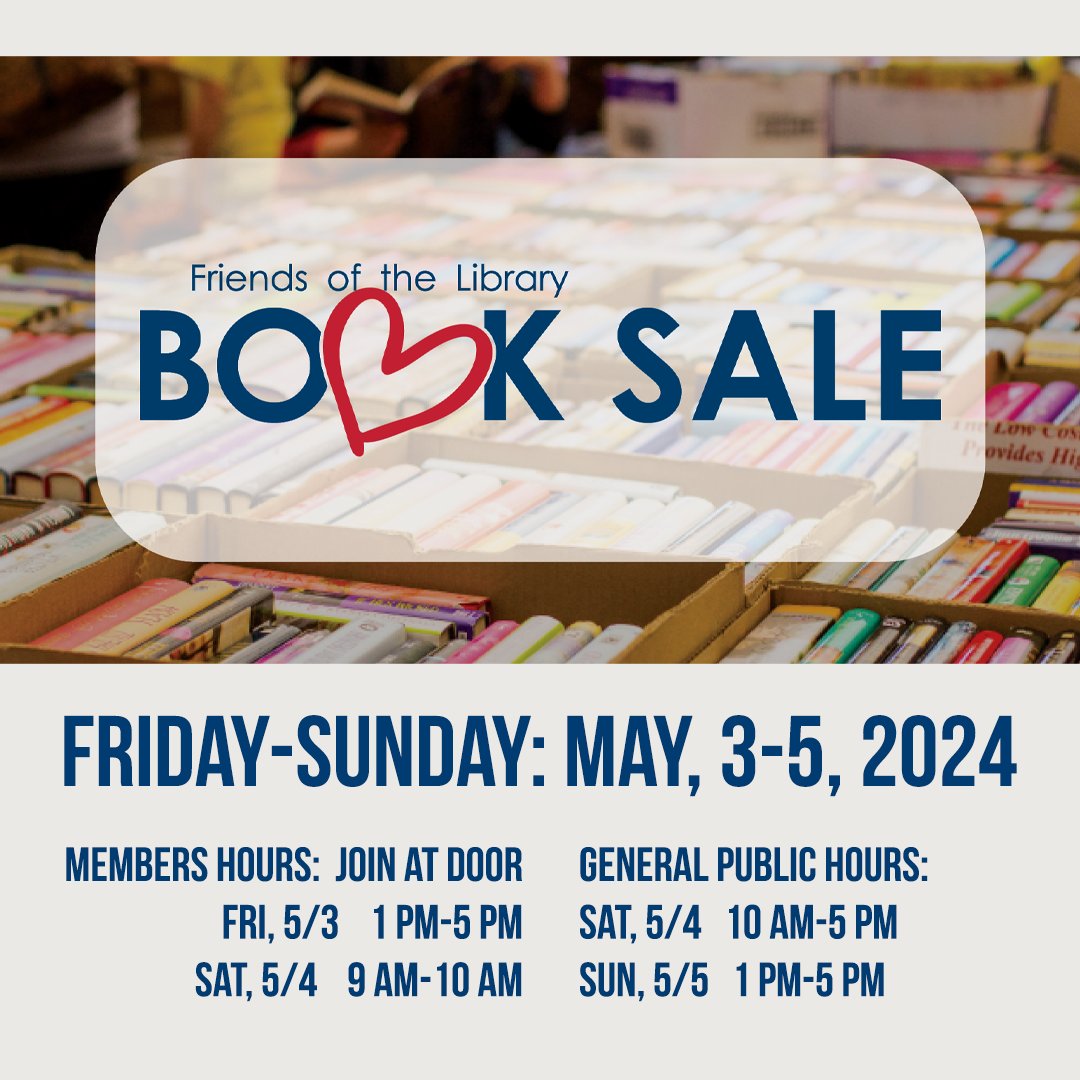 Join us for our Friends of Cary Library Spring Book Sale on Fri-Sun May 3-5, 2024.
Members-Only Hours (Join at door!): Fri 1-5 PM, Sat 9-10 AM; 
General Hours: Sat 10 AM - 5 PM, Sun 1-5 PM

For more details: carylibrary.org/become-friend-…

#CaryLibrary #LexingtonMA #FriendsOfCaryLibrary