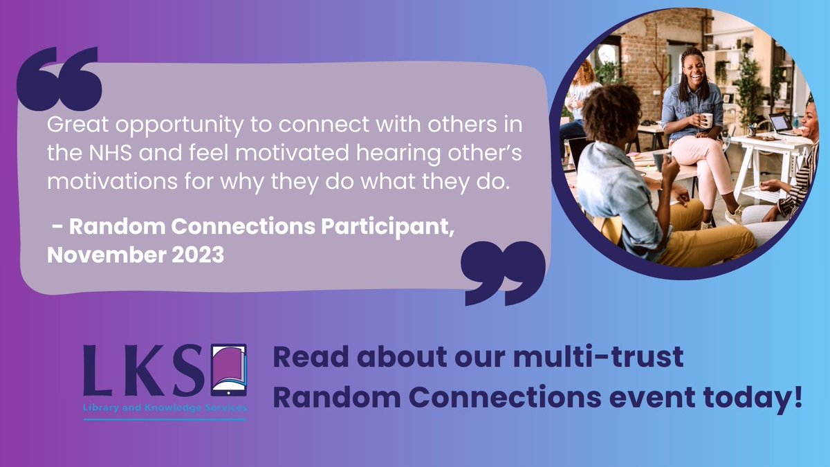 Library Random Connections between MPFT & BHFT described as “reinvigorating and rewarding.” More than 150 Staff from MPFT and BHFT took part in a virtual event that encouraged networking and meeting new people. If you want to see the full evaluation, contact the library!📚