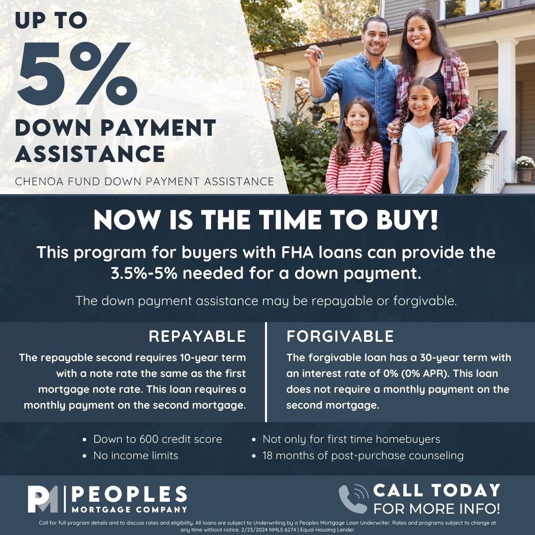 Ready to make your dream home a reality? Our Chenoa Fund Down Payment Assistance program has options for everyone! Call today for more info! #HomeBuying #DownPaymentAssistance #PeoplesMortgage #AllAboutThePeople