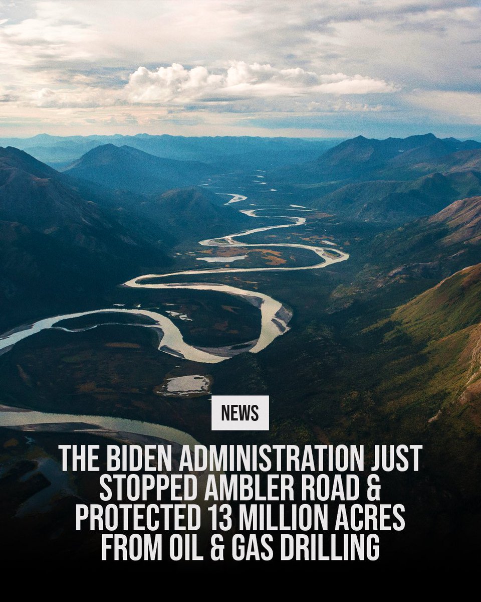🚨🚨 The Biden administration just announced it’s protecting 13 million acres in the western Arctic from oil and gas drilling AND stopped the construction of Ambler Road! This is a big win for Alaska Native communities, our wildlife, and our special places.