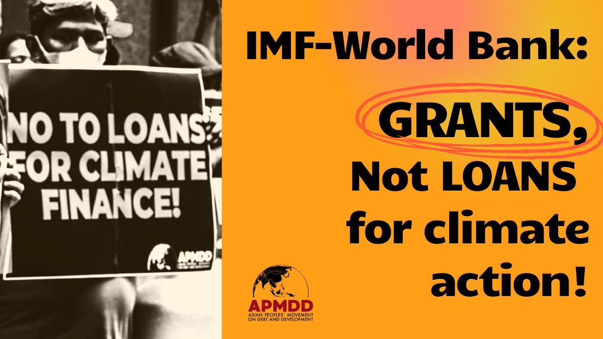 No to loans for climate action!
Countries need grants for climate action!
📣 @WorldBank & #IMF
#CancelTheDebt #DebtCancellationNow #EndFossilFuelFinance #DebtJustice
@IMFNews #CancelTheDebt #DebtCancellationNow #EndFossilFuelFinance #DebtJustice