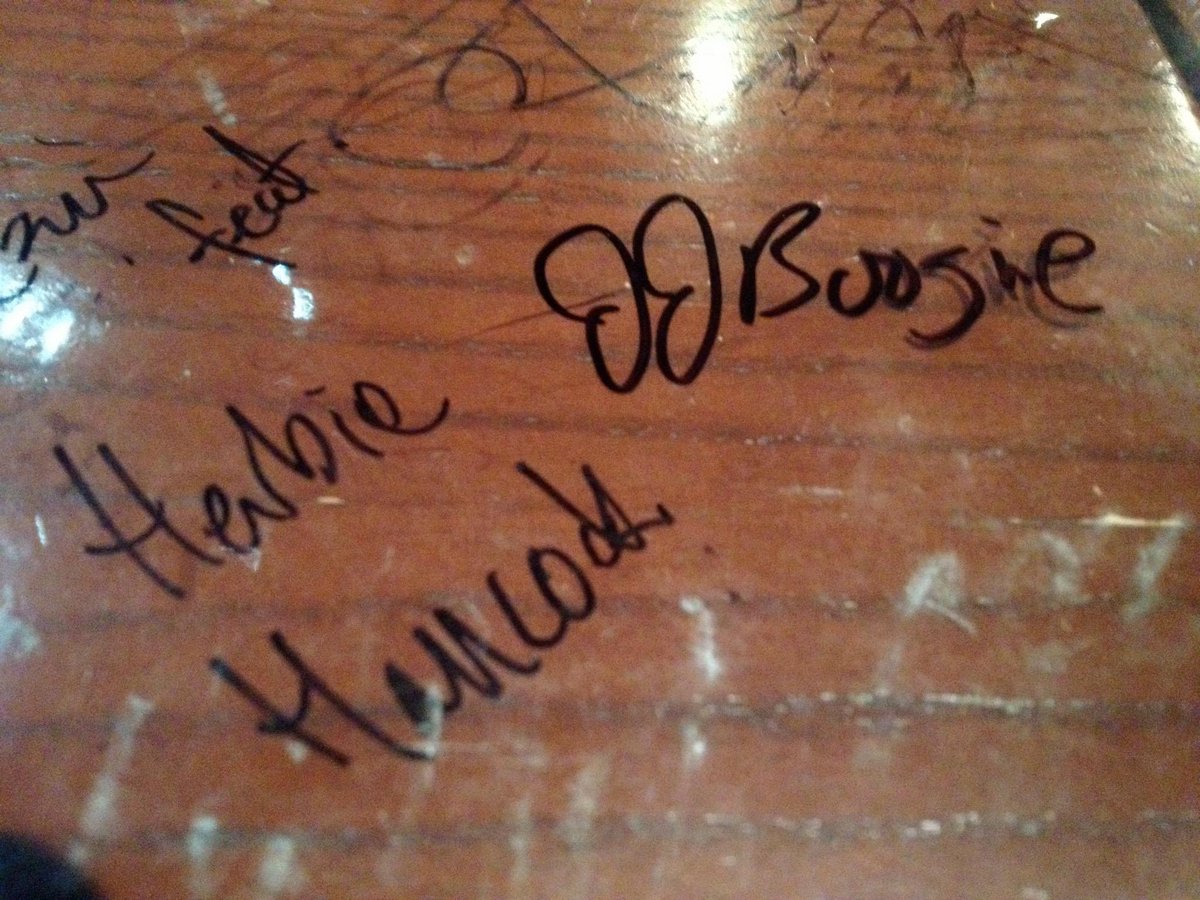 11 years ago today at an autograph signing in Tokyo Billboard Live asked the band to sign the plastic on the table. I signed my name then noticed one of my musical heroes had already sign their name on it as well. I was blown away! #HerbieHancock #arresteddevelopment