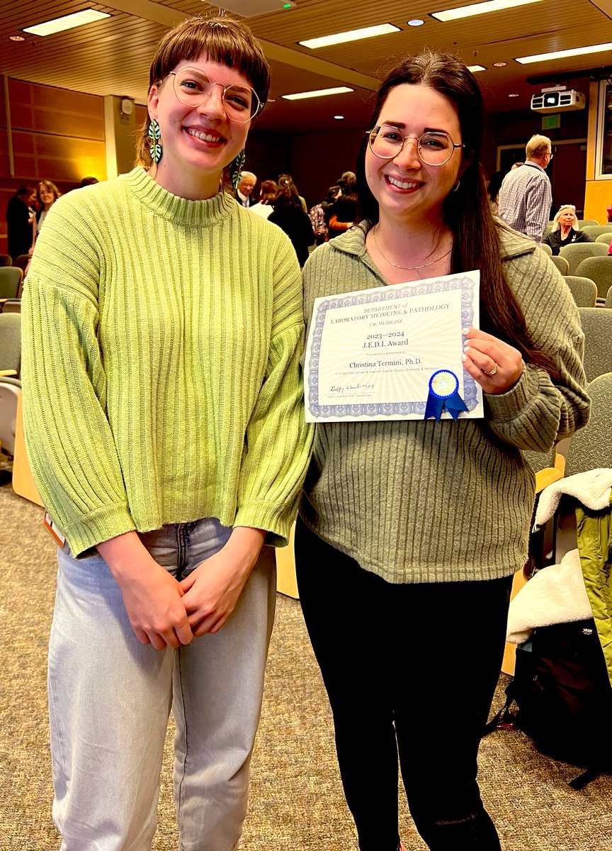 CterminiPhD's tweet photo. Excited to share I was awarded the @UWMedicine @uwlabmedpath award for Justice, Equity, Diversity and Inclusion for 2023-24.  

Thank you for nominating me, @biologistbill. I don’t do this work for the recognition, but it’s nice to know people see the efforts &amp; impact ♥️ https://t.co/Fu8WbYfg6W