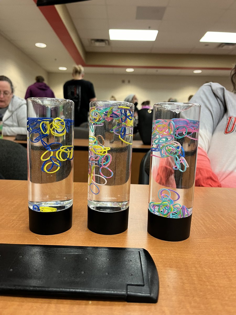 MCS_schoolpsych's tweet photo. Mon county school psychs discuss student sensory needs and supports during county PD day. Check out the neat make-and-take sensory bottles! https://t.co/opd28PA0kj