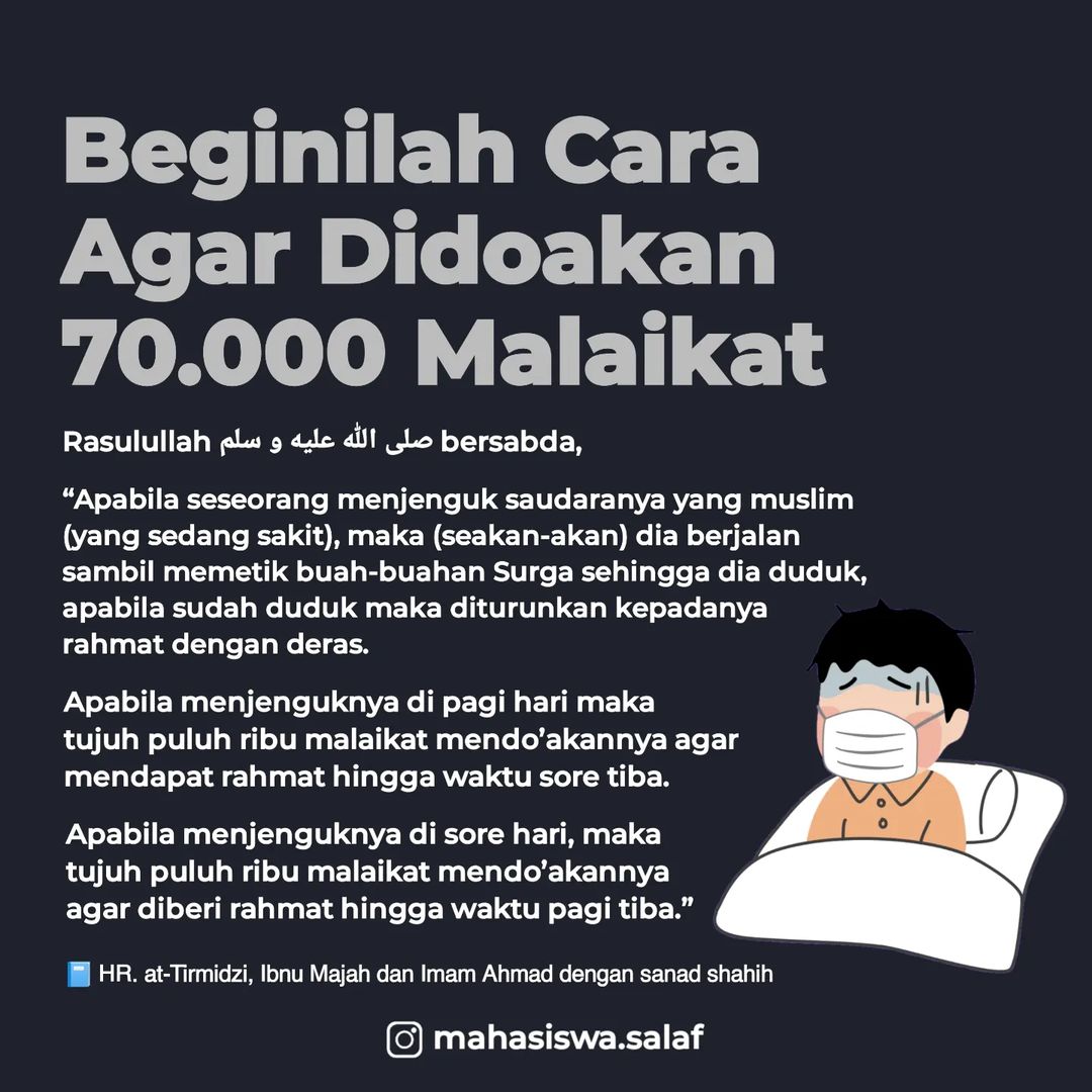 Begini cara agar didoakan oleh 70ribu malaikat 😊🤲

cr pic: mahasiswa.salaf