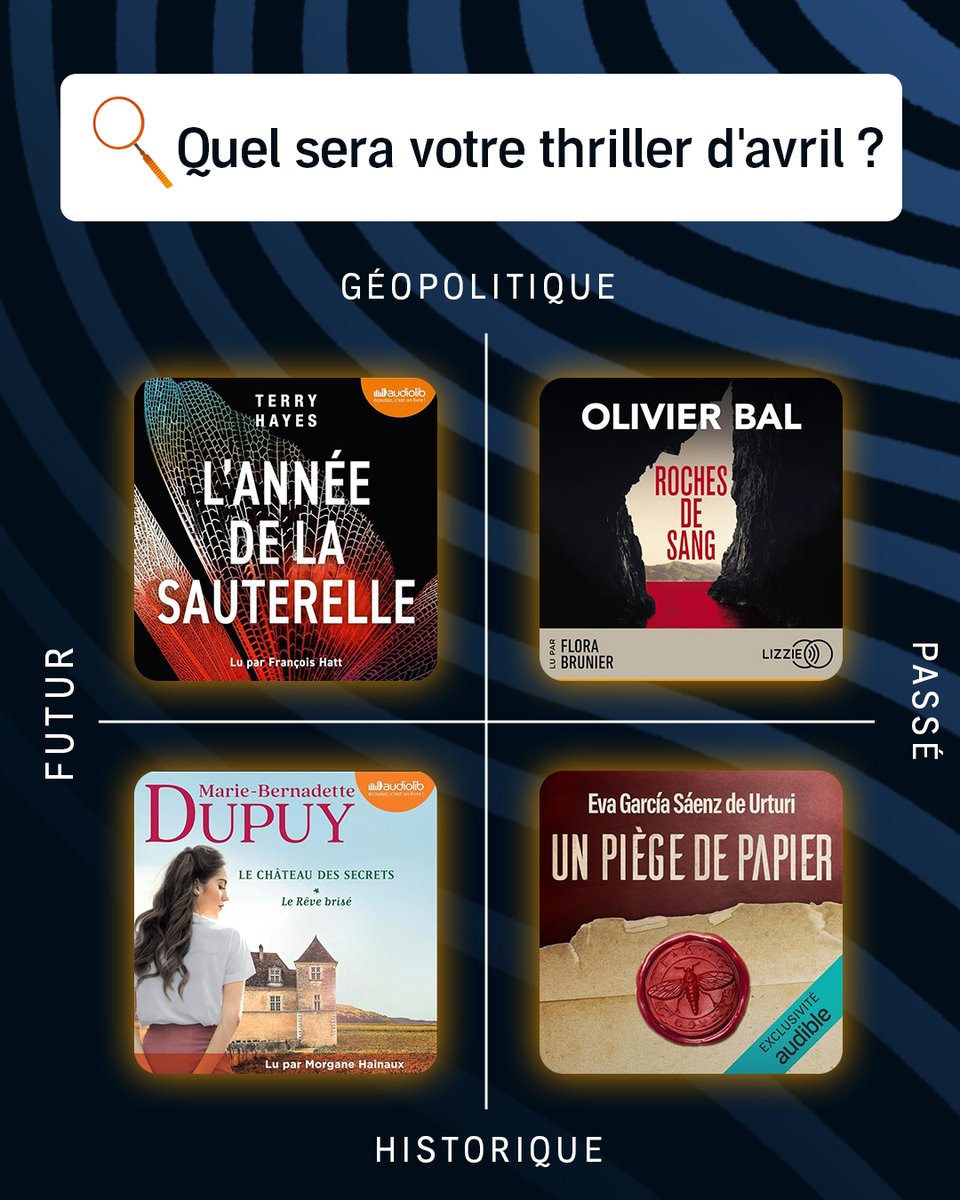 Mon thriller du printemps, ce sera ________ Découvrez notre sélection ! L'Année de la sauterelle 👉 adbl.co/3vXgnqc Roches de sang 👉 adbl.co/445cGLz Le château des secrets 👉 adbl.co/3JsWHh3 Un piège de papier 👉 adbl.co/3Qa3HDn