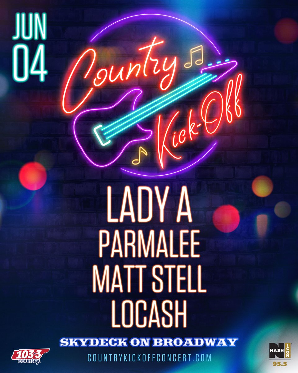 Country Kick-Off is ON SALE NOW! 🎟️ Snag your tickets today for the ultimate Tuesday night bash on June 4th with @LadyA, @Parmalee, @MattStellMusic, and @LOCASHmusic at Skydeck on Broadway! 🌟 Get ready for memories under the stars! 🔗: CountryKickOffConcert.com