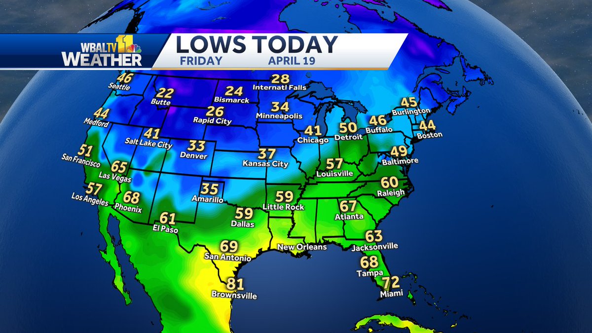 Here's a look at observed low temperatures across the Lower 48 this morning.