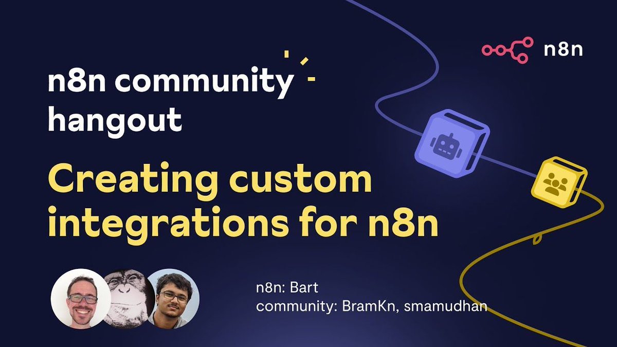 📺 The recording of last week's Community Hangout is now available! We shared both finished and upcoming product updates, internal jobs and enjoyed community presentations on using the HTTP node and custom n8n nodes. buff.ly/4b3A66B