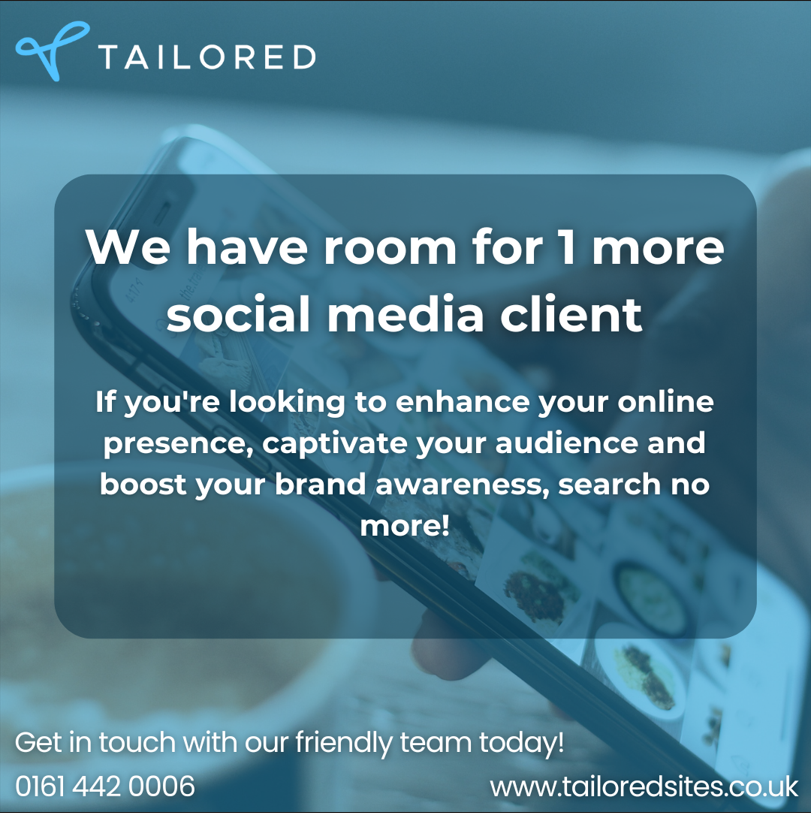 Exciting Announcement!

We still have space for ONE additional social media client to join us

Let's start a conversation today!

#ExcitingNews #SocialMediaClient #OnlinePresence #BrandAwareness #BusinessGrowth #TailoredPackages #SocialMediaManagement #TailoredSites