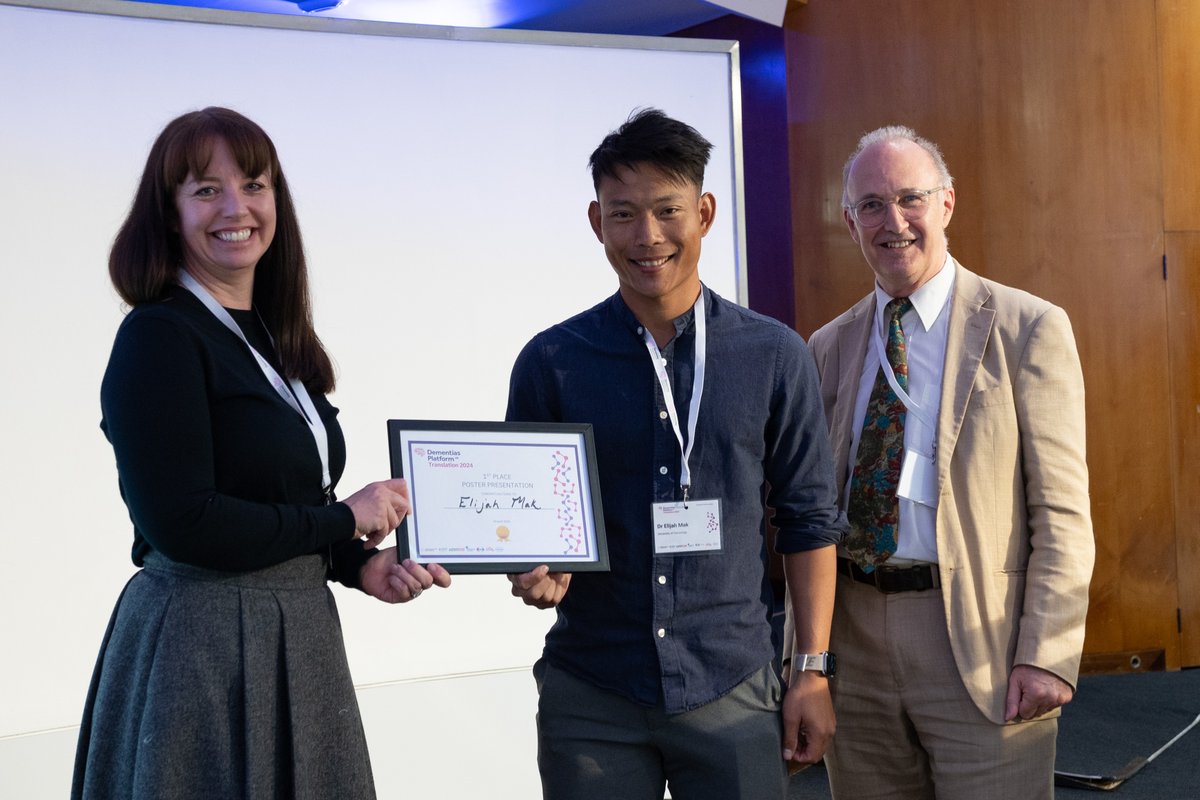 DementiasUK's tweet photo. Congratulations to our #Translation2024 poster prize winner Dr Elijah Mak @Cambridge_Uni 
"The in vivo associations between microglial activation and free water diffusivity in dementia with Lewy bodies" Presented by @ARUKscientist   Dr Sheona Scales 
#dementia #research https://t.co/IExsxksn9H