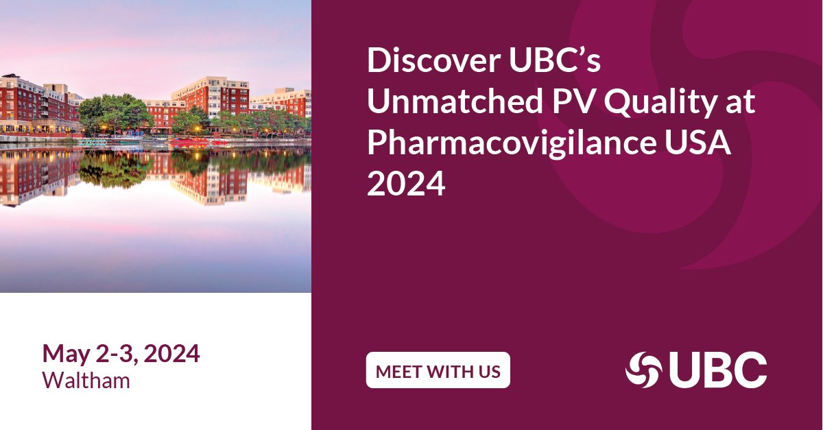 UBC's pharmacovigilance solutions bring unmatched quality powered by a robust data and analytics function. Learn about the difference our team could make for your and your patients at #Pharmacovigilance USA 2024: hubs.li/Q02tfw4X0

#PatientsFirst #DrugSafety #PatientSafety