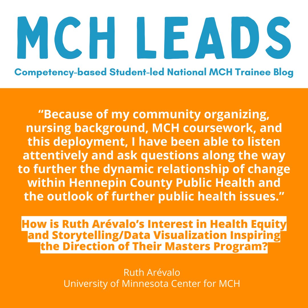 Explore how 𝗥𝘂𝘁𝗵 𝗔𝗿𝗲́𝘃𝗮𝗹𝗼, a @PublicHealthUMN student, experientially learned MCH Competencies 2&7 through their work as a Community Health Assessment and Project Intern. Read their blog post at z.umn.edu/mchleadsblog. #HealthEquityEdition #MCHLeads