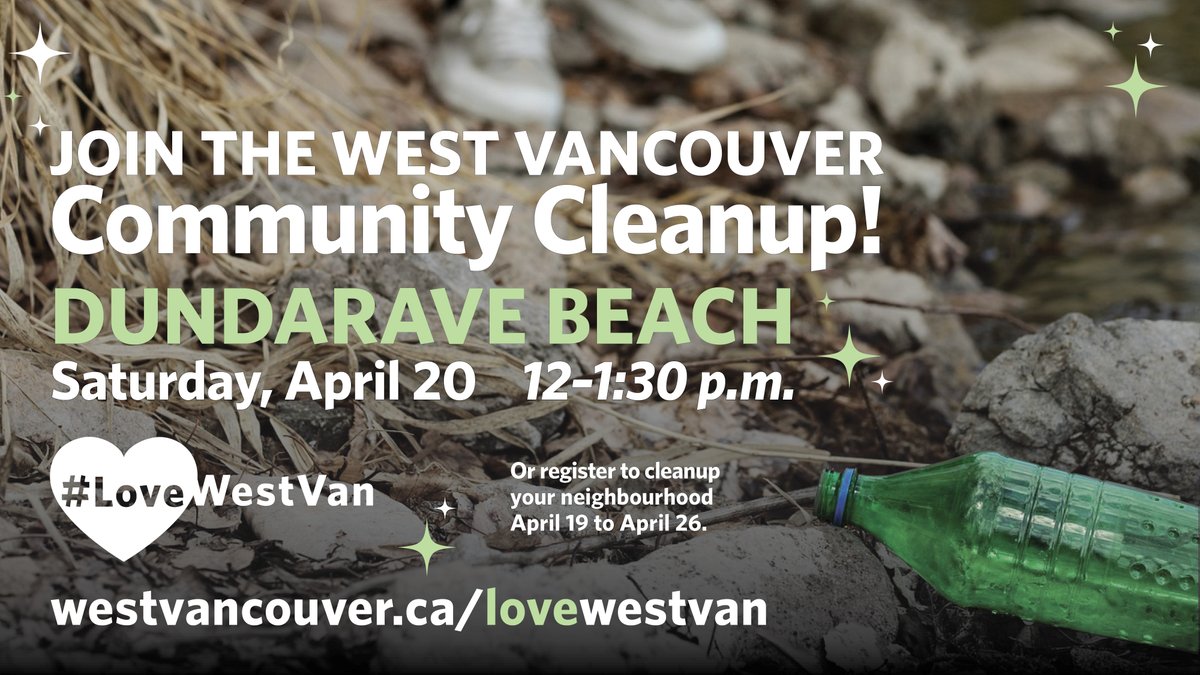 It’s tomorrow! Join us for a group cleanup at Dundarave Beach on Saturday, April 20 at 12 p.m. Make a difference in our community, one piece of litter at a time. Let’s make West Van sparkle! ✨ More information: westvancouver.ca/lovewestvan #westvan #dundarave