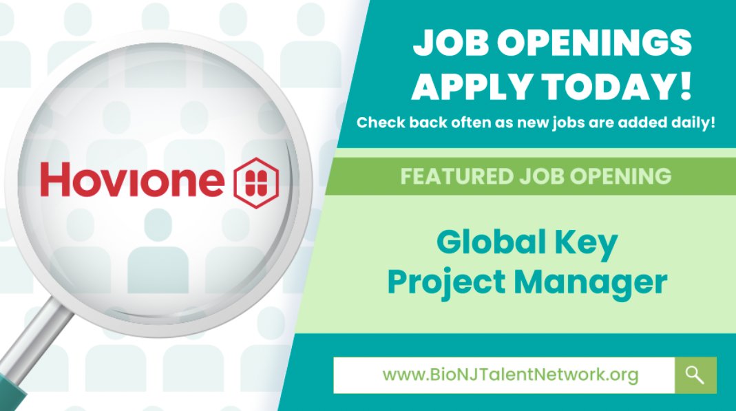 JOB ALERT: Hovione is #hiring a Global Key Project Manager! Visit #BioNJ’s Career Portal and #apply today! Check back often as new jobs are posted daily. #NJJobs #career #resume #lifesciencejobs #jobalert #njjobs ow.ly/EX9150RetzN