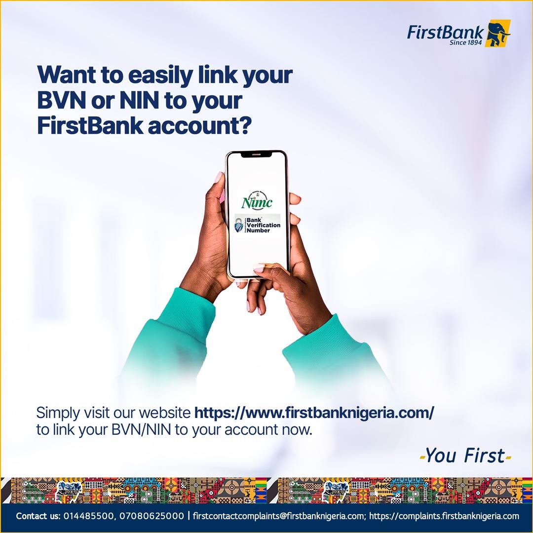 Linking your BVN or NIN to your FirstBank account just got easier! 🤩 Visit our website now to get started: firstbanknigeria.com BVN: Bank Verification Number NIN: National Identification Number #FirstBank #YouFirst #BVN #NIN
