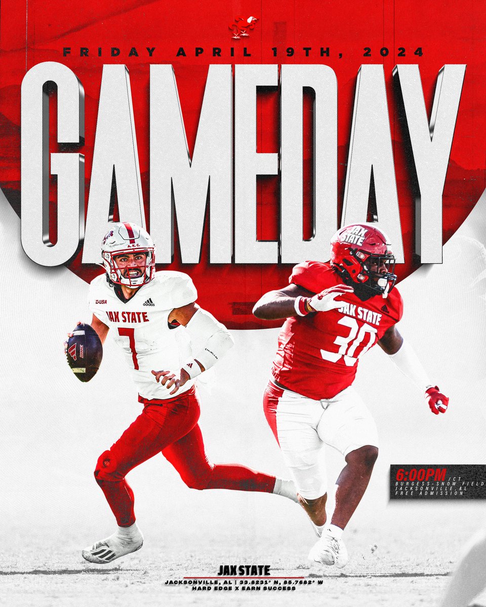 ‼️𝑰𝑻 ’𝑺 (𝑺𝑷𝑹𝑰𝑵𝑮) 𝑮𝑨𝑴𝑬𝑫𝑨𝒀‼️

📍 Burgess-Snow Field in Jacksonville, AL
🕕 6:00 PM CT
🎟️ Free Admission

#HardEdge | #EarnSuccess