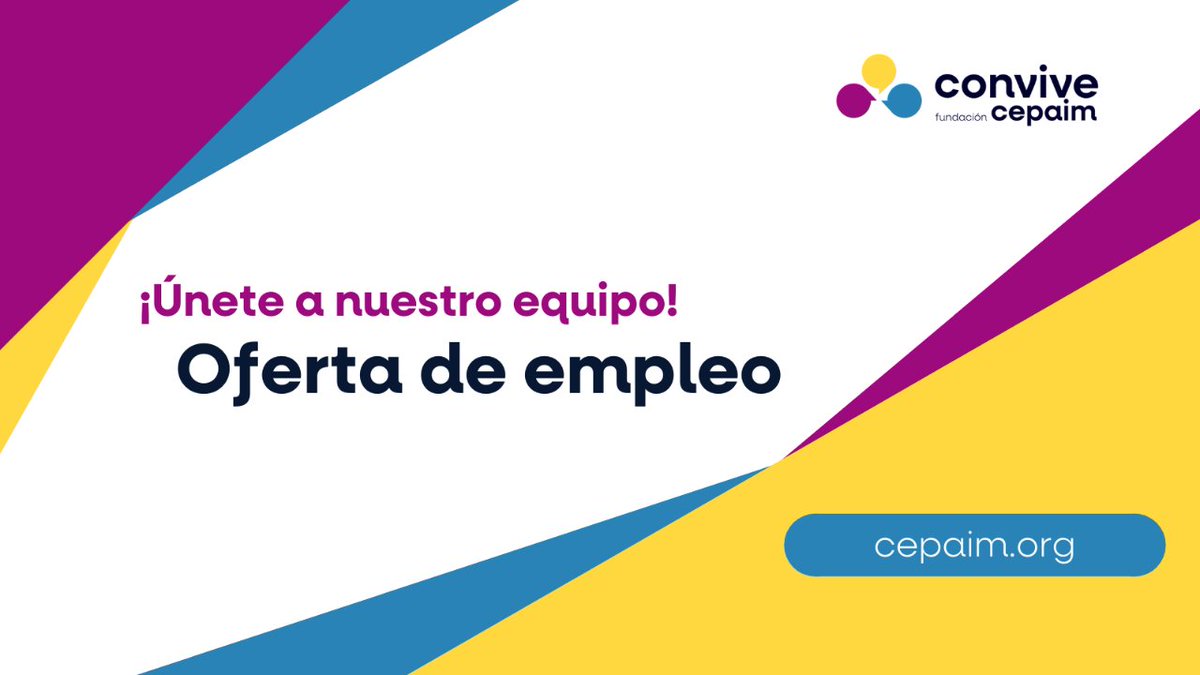 #OfertasEmpleo  ¿Quieres trabajar por la convivencia?    Ahora puedes formar parte del equipo de CONVIVE Fundación Cepaim, consulta las ofertas activas.  📲 bit.ly/TrabajaConNoso…