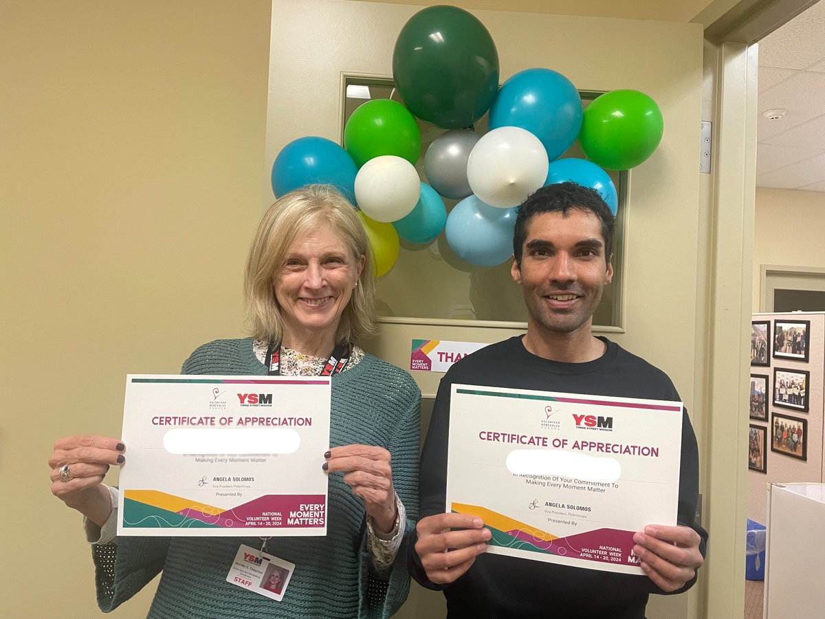 YSM_TO's tweet photo. Today we honoured a few of our incredible Philanthropy #volunteers. Treats and certificates of appreciation were just small tokens to show them how much they are valued. Thank you for all you do! #YSMCommunity #NationalVolunteerWeek #DonatingTime #HelpingHands #BetterTogether https://t.co/xZZXnJiAOf