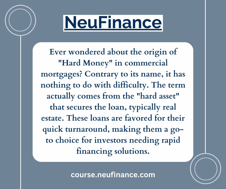 Unlocking the mystery behind 'Hard Money' in commercial mortgages! 🏠💼

Contrary to what the name suggests, it's all about the hard assets securing the loan.

Discover why investors love the speed and flexibility of these loans for their real estate ventures. 💡💰

#NeuFinance
