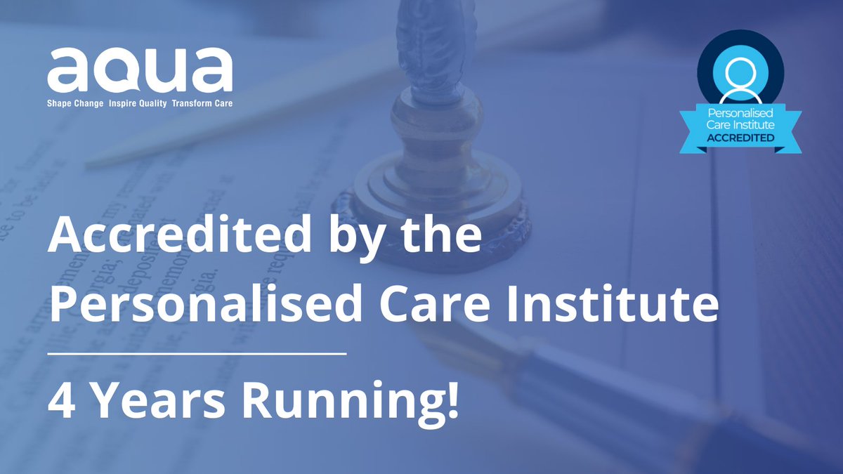 We are delighted to announce that we have been accredited by @Pers_Care_Inst for a fourth year! Once completing one of our accredited programmes, you will receive a PCI certificate to use as evidence of your training. Learn more: aqua.nhs.uk/aqua-programme…