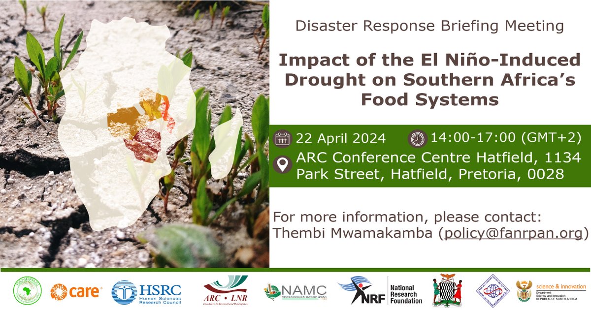 Join us for this event! @HSRCza @NAMC @CAREClimate @NRF_News @ARCSouthAfrica #ElNino #ClimateActionNow #FoodSecurity