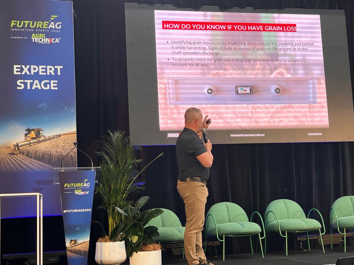 thunderstrkagAU's tweet photo. We would like to thank FutureAg for giving us the opportunity to speak on the experts stage on the issue of grain loss with the great farmers in Australia.

#Thunderstruck #FutureAg #Australia #agriculture #aglife #agshow #farmshow #tradeshowwarriors https://t.co/QuWyrdulVu