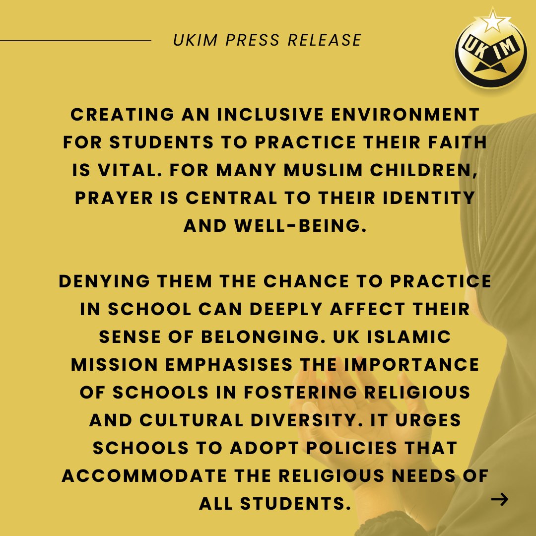 UKIMofficial's tweet photo. 📢 UKIM's Official Press Release 📢
Learn more about our stance on the recent High Court decision regarding the Islamic prayer ban at a London school #ReligiousFreedom #SupportMuslimStudents https://t.co/aQ3fLPjV20