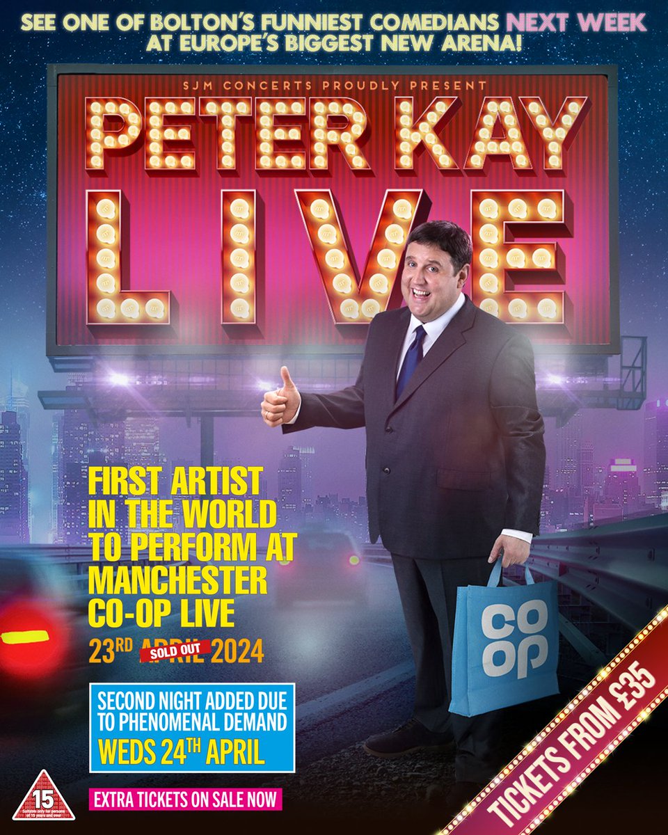 Final extra tickets for Peter Kay’s shows at Co-op Live are on sale now! Book now at tix.to/PeterKay