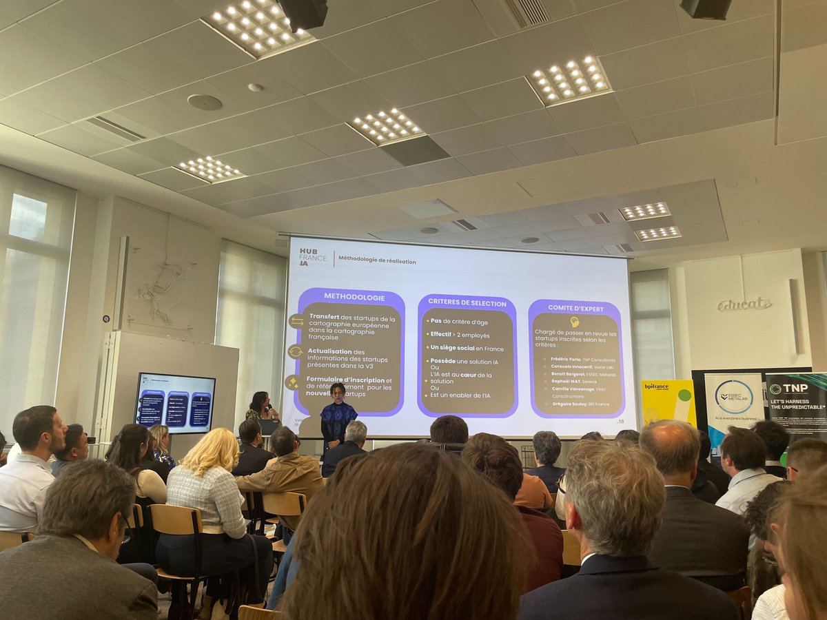 🔙Retour sur la 4ème édition de l'évènement « Cartographie Européenne des Startups d'IA 2024 » organisé par le @HubFranceIA . 🗣️L’occasion pour les acteurs de l’écosystème de se rencontrer et découvrir les start-ups sélectionnées pour la cartographie! 👉cartographie.hub-franceia.fr/index.html