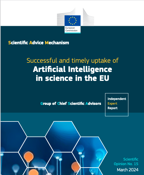 If you need some interesting reading material for the weekend: the European Commission's group of chief scientific advisors published a report about 'Successful and timely uptake of Artificial Intelligence in science in the EU'. Refers to #EOSC: ➡️ op.europa.eu/en/publication…