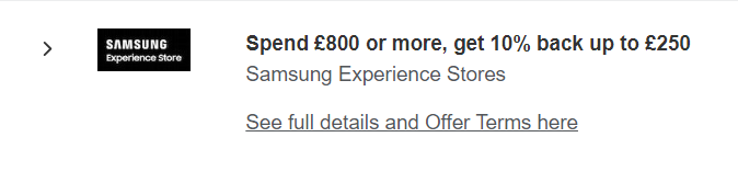 Peter Claydon (@peterclaydon) on Twitter photo I think what it actually means is "Spend £800 or more and get a maxium of 3.1% back". I think that misleading offers like this upset customers. As the consumer, you're given something and then it's taken away again. (<a href="/Samsung/">Samsung Electronics</a> offer to <a href="/AmexUK/">American Express UK</a> card holders). I think what it actually means is "Spend £800 or more and get a maxium of 3.1% back". I think that misleading offers like this upset customers. As the consumer, you're given something and then it's taken away again. (<a href="/Samsung/">Samsung Electronics</a> offer to <a href="/AmexUK/">American Express UK</a> card holders).