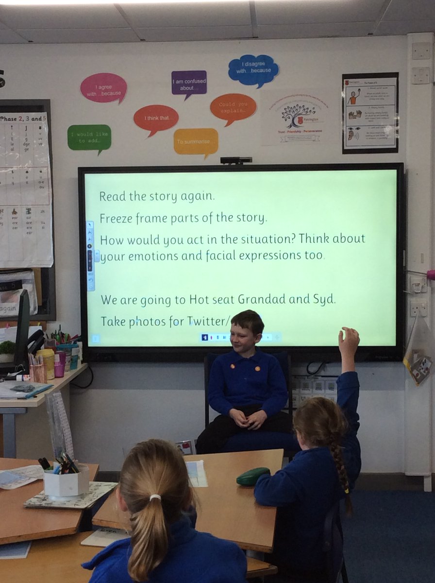 PatPriAcad's tweet photo. In English, year 2 have been hot seating as characters from the book ‘Grandads Island’. They came up with some very thoughtful questions and answers. #PatPriAcad #PatYear2 #PatEng https://t.co/15Xqqp1CUw