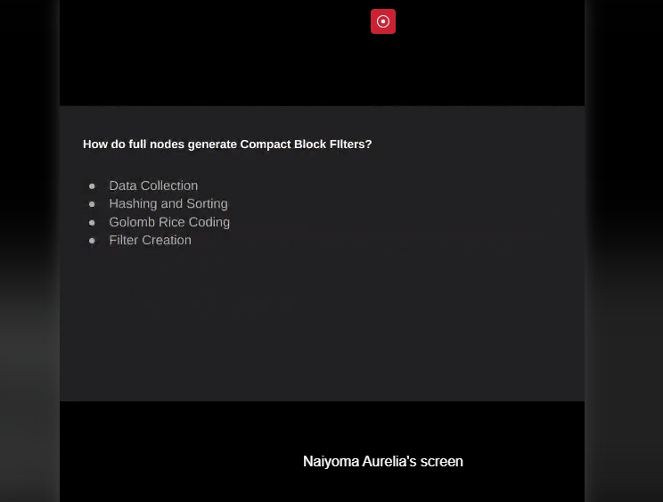 Btrust Builders (@btrust_builders) on Twitter photo We just wrapped up our group research presentations! The fellows put in great effort and it showed. They gave thorough presentations.
The topics of research included:
• BIP158 Compact Block Filters
• Privacy implications of address reuse
• Privacy in Lightning Network
• We just wrapped up our group research presentations! The fellows put in great effort and it showed. They gave thorough presentations.
The topics of research included:
• BIP158 Compact Block Filters
• Privacy implications of address reuse
• Privacy in Lightning Network
•