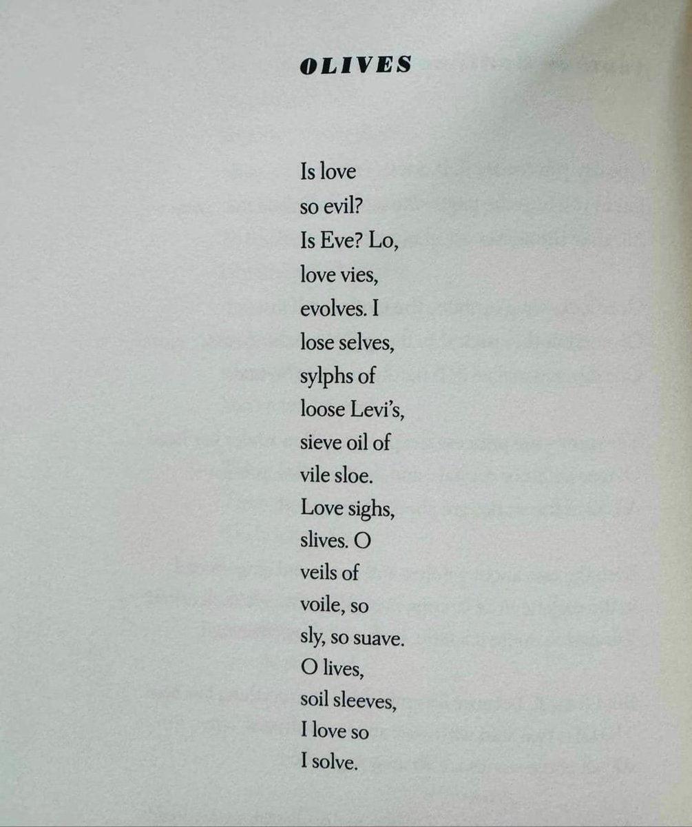 I love so I solve —from A.E. Stallings, 'Olives' (via @MichelineMaylor)