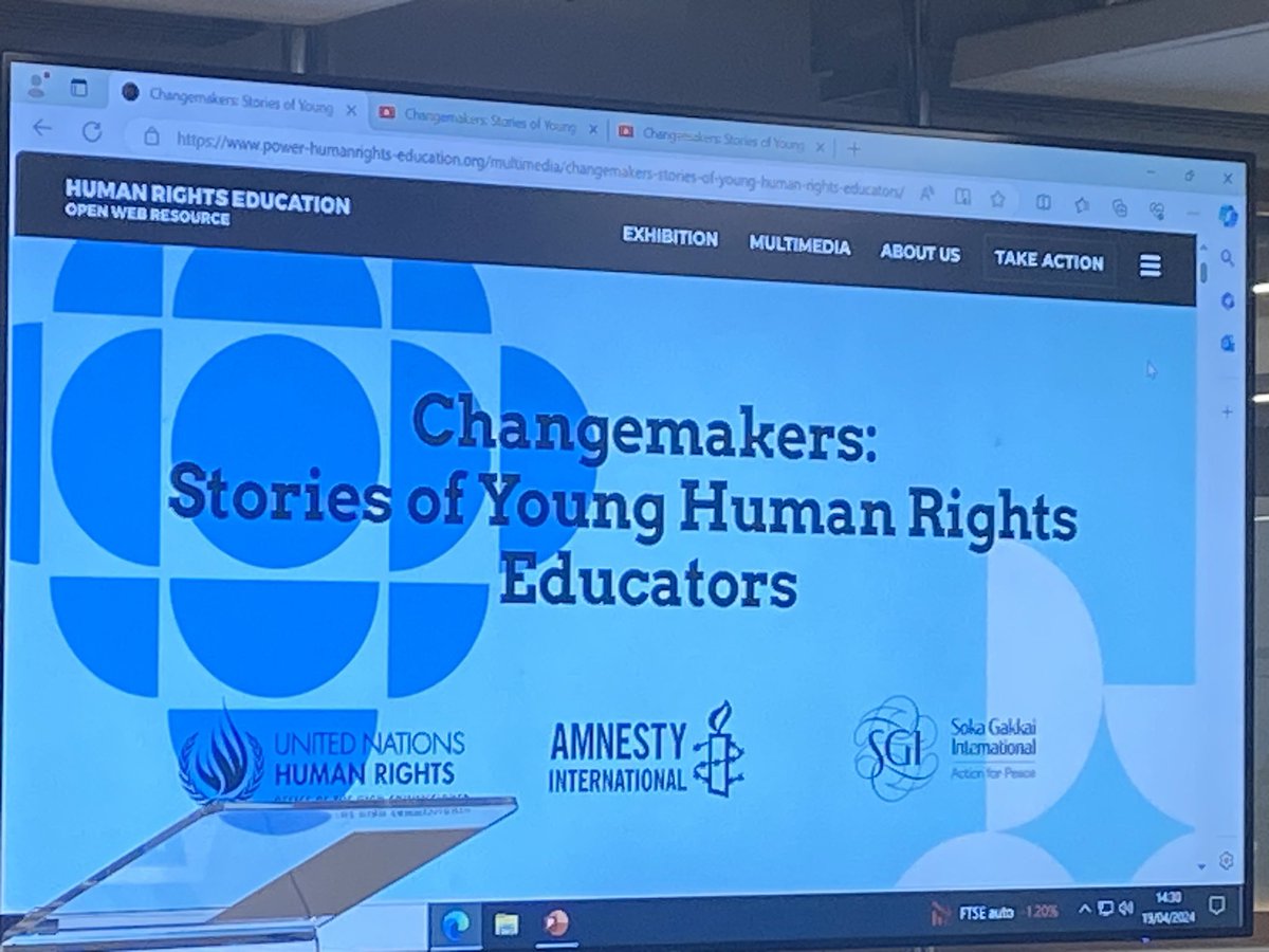 Fascinating workshop on Youth Empowerment through Human Rights Education at #IAHRE2024 
The Changemakers multimedia resource is a thought provoking and valuable resource for educators